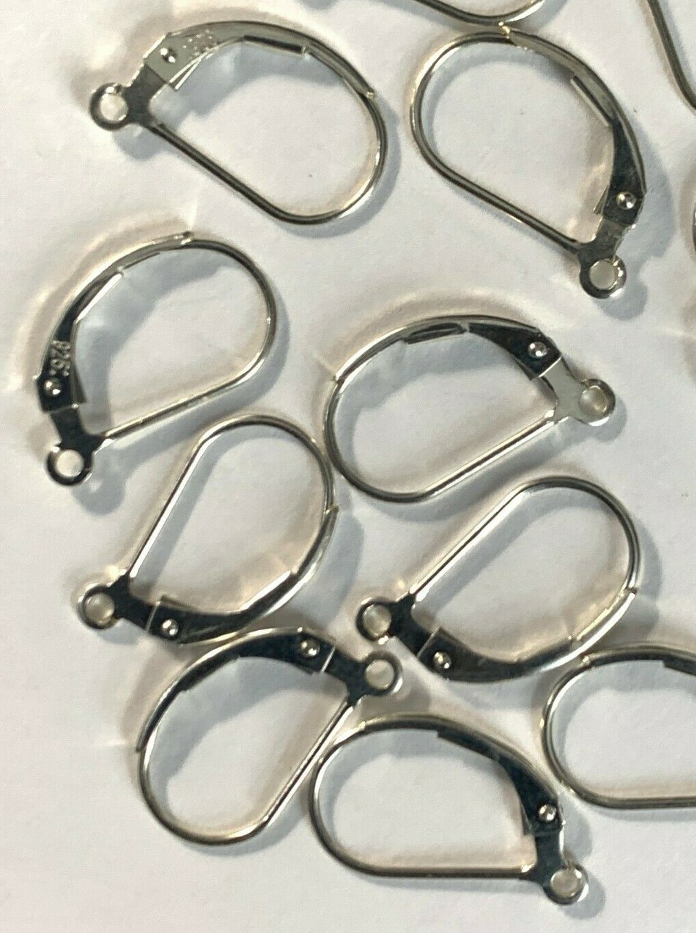 10 Pair Sterling Silver Leverback Earrings / Findings - Marked 925 - USA Made