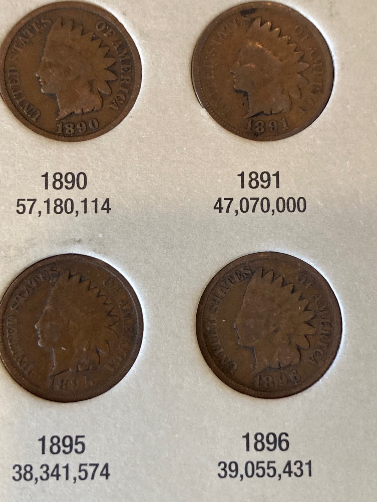 INDIAN CENT starter set in new folder, 20 different dates, nice decent coins
