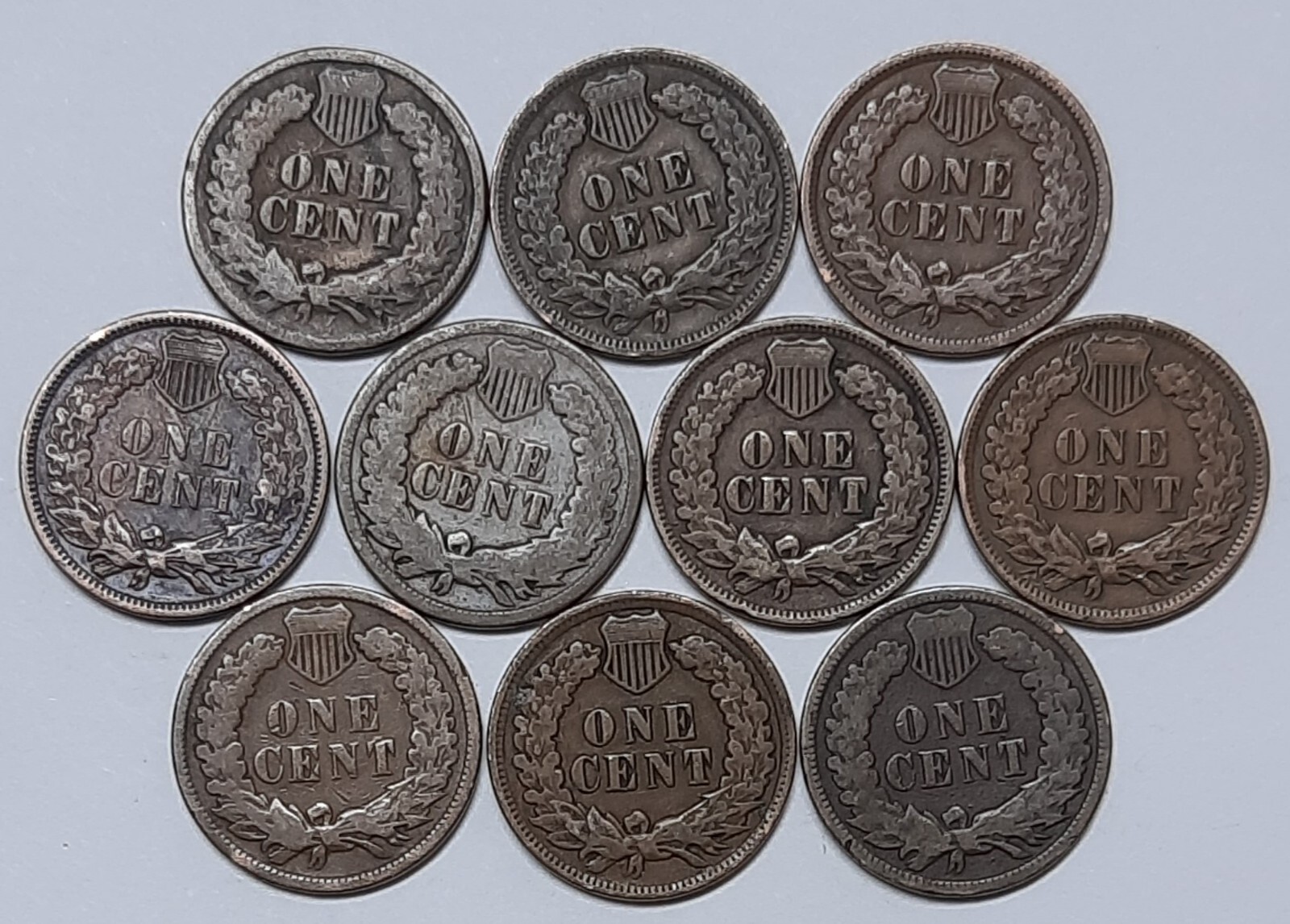 Ten Indian Pennies with a NICE Variety of Dates--ALL in Good Condition!