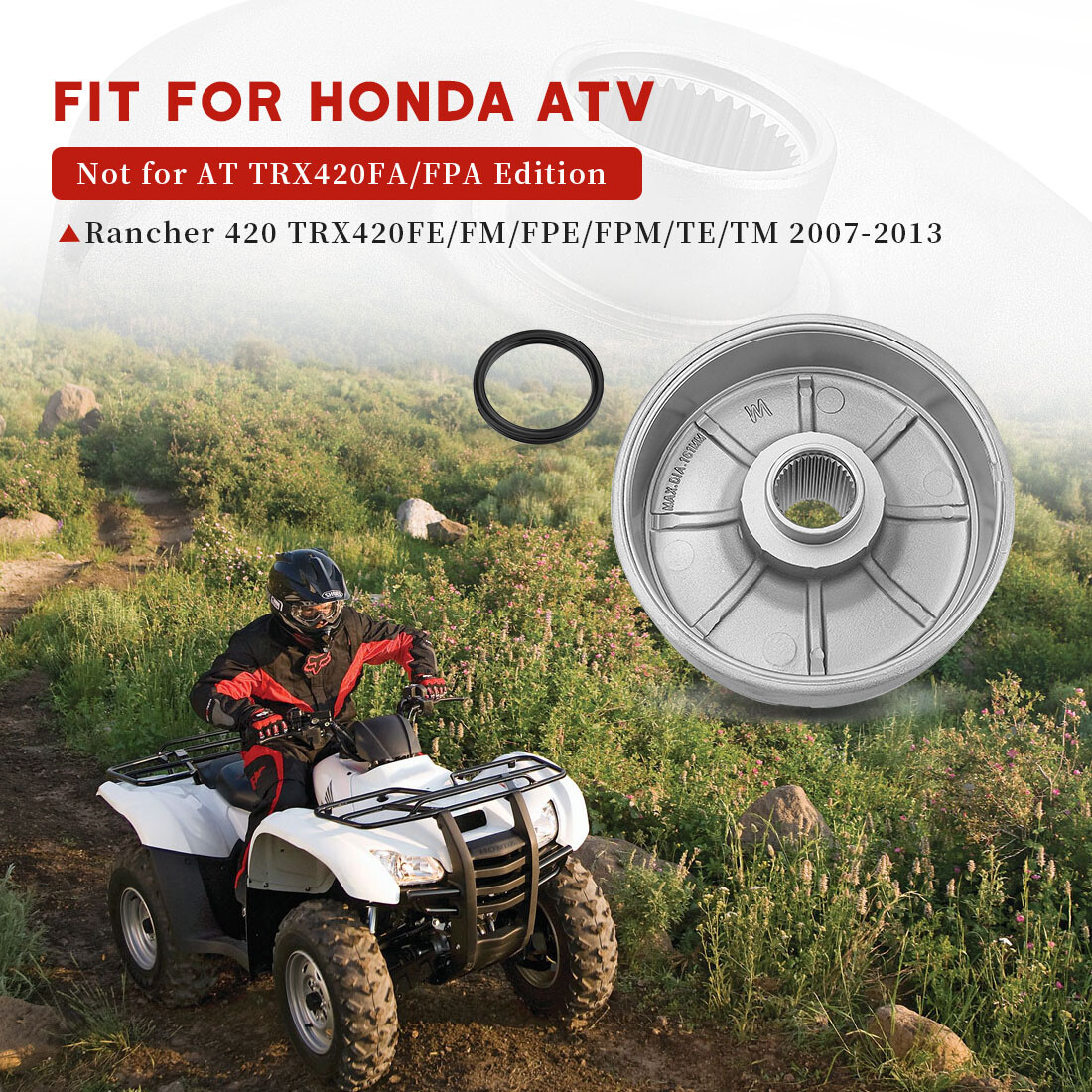 Rear Brake Drum Hub for Honda Rancher 420 TRX420FE/FM/FPE/FPM/TE/TM 2007-2013