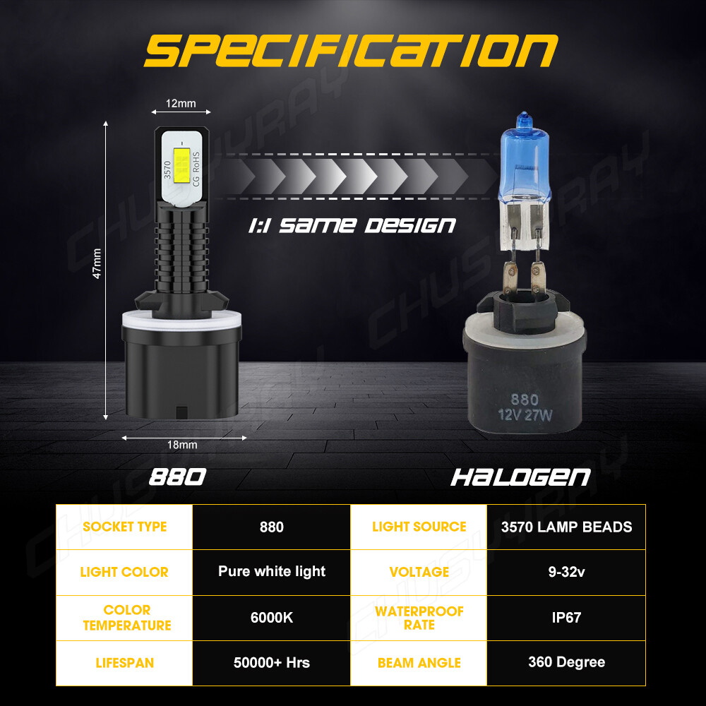 880 881 LED Headlight Combo Bulbs For Arctic Cat Crossfire 800 Sno Pro EFI 07-11