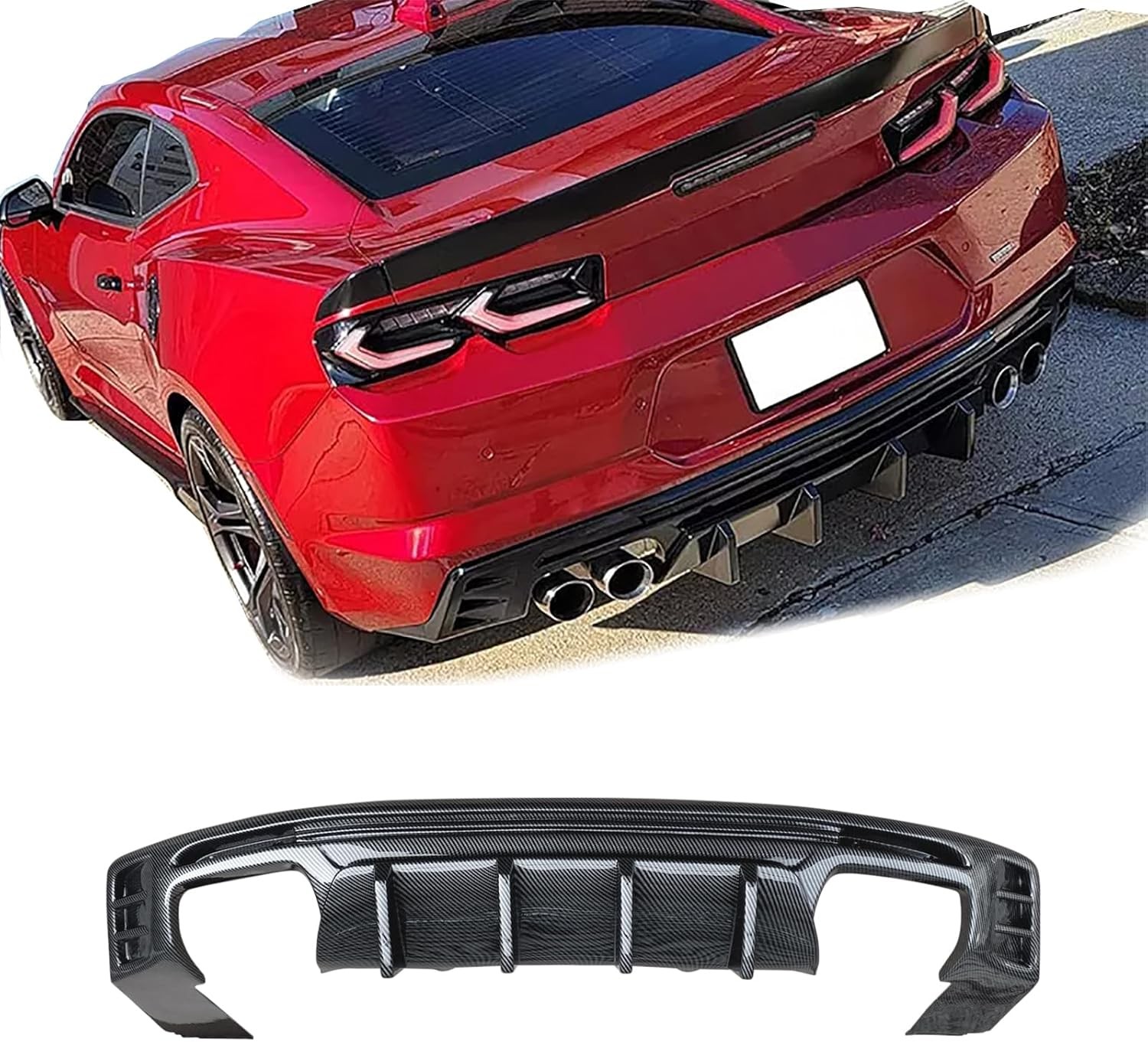 Carbon Fiber Rear Bumper Lip Diffuser Spoiler For Chevy Camaro SS LT LS 2016-24