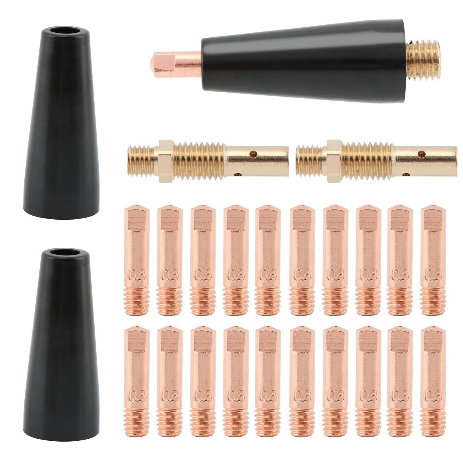 24PCS Flux Core Gasless Nozzle Welding Kit,KP1939-1 Flux Core Gasless Nozzle