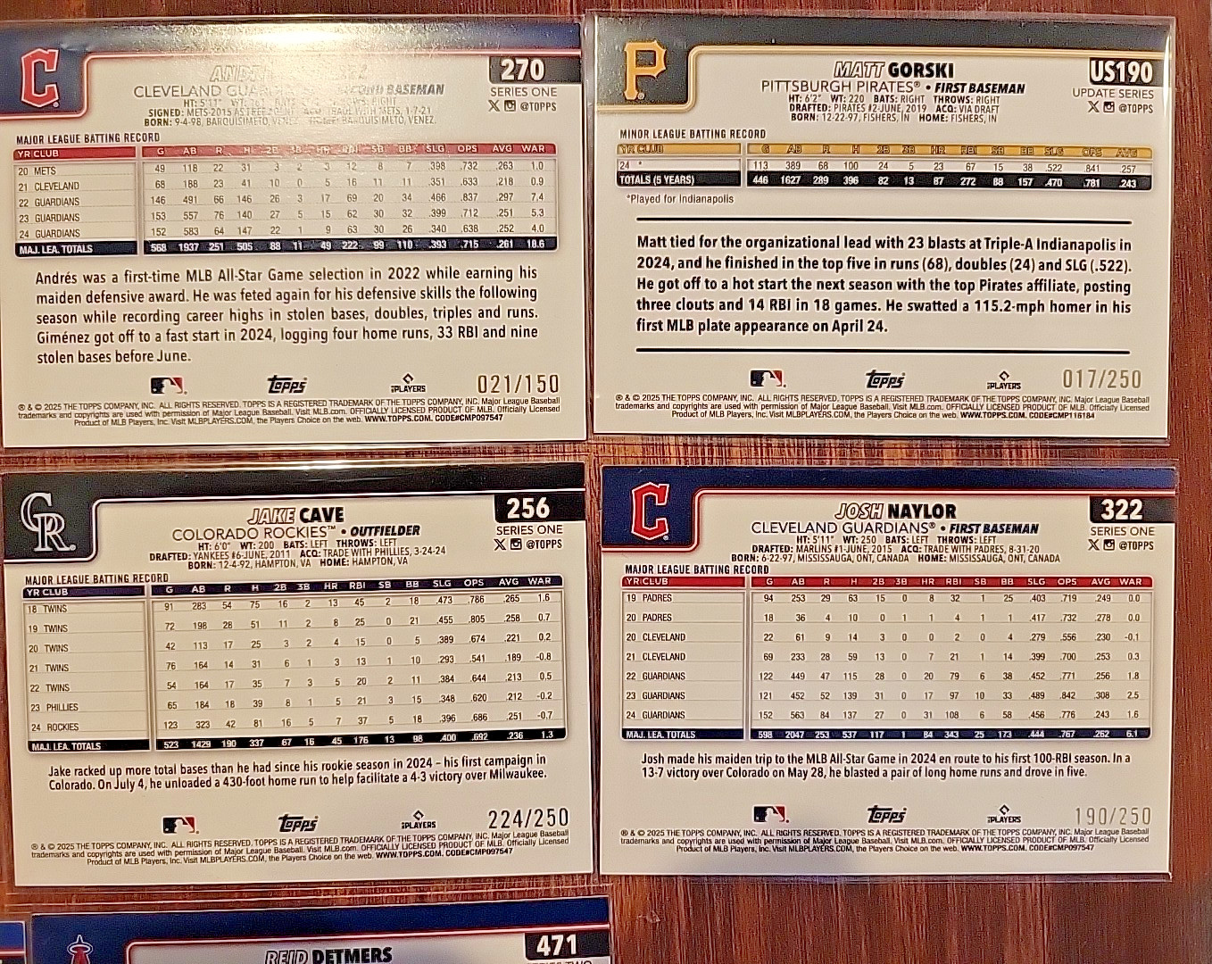 2025 Topps Lot Of 24 Serial Numbered Cards Including Gold Blue Green Purple