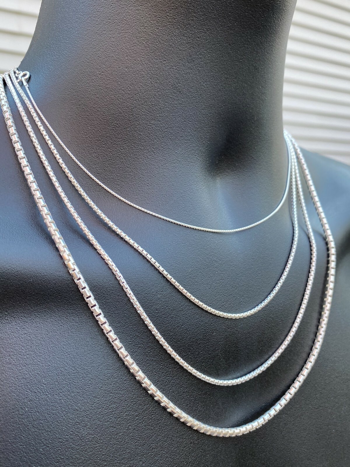 Real Solid 925 Sterling Silver Rounded Box Chain 1-3mm Necklace Men Ladies Snake