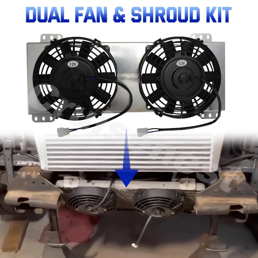 For Tru-Cool 40K Derale 9500 Huron Speed Silver Series 8'' Dual Fan & Shroud Kit