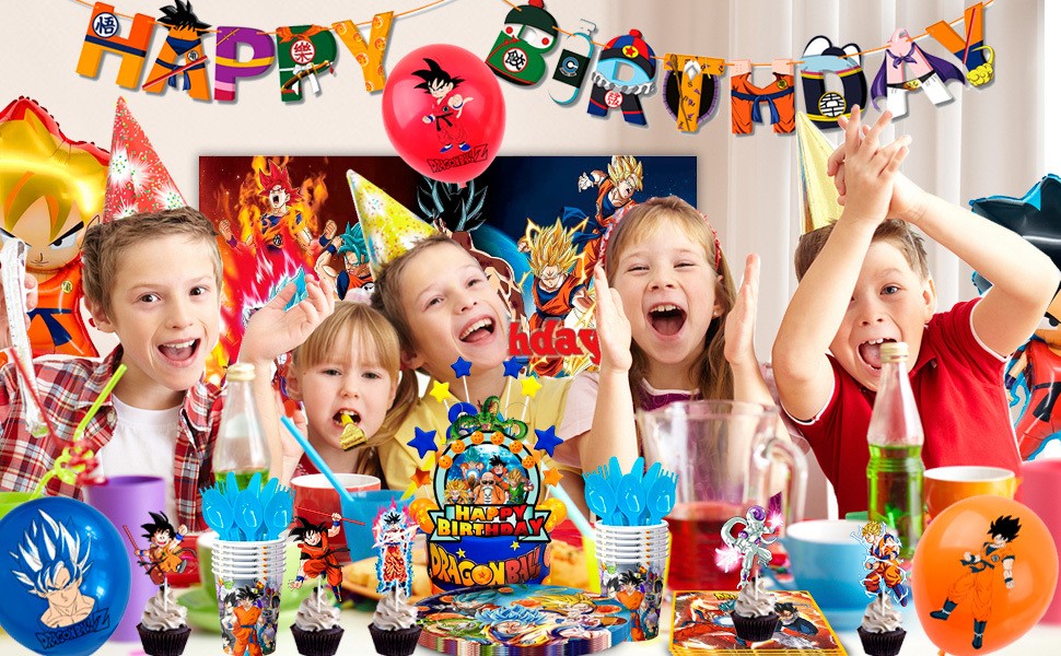 111Pcs Dragon Ball Z Goku Birthday Party Decorations Balloons Cups Plates Banner
