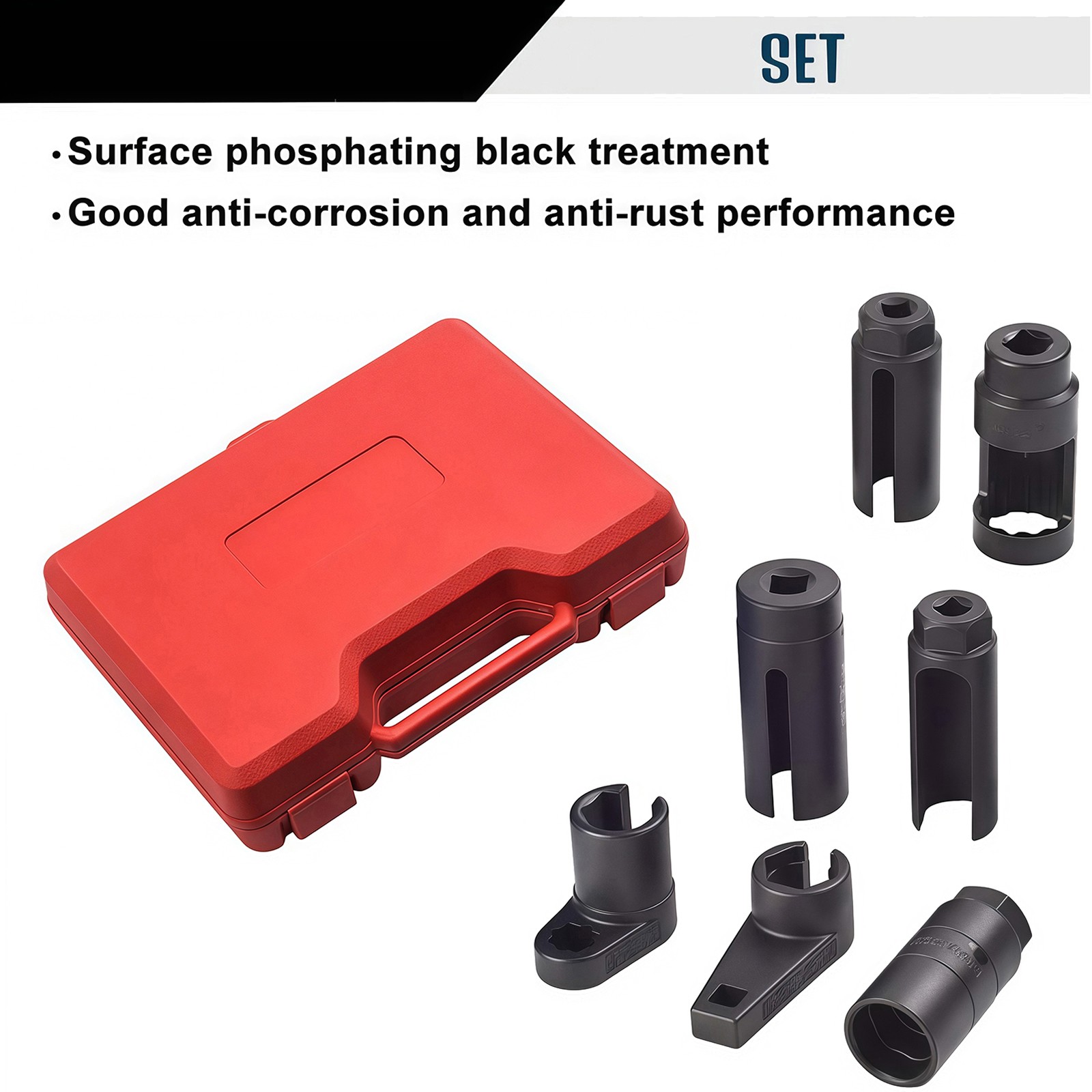 7pcs O2 Oxygen Sensor Socket Wrench Removal Tool 3/8" 1/2" Drive x 7/8" 22mm Set