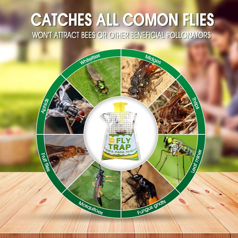 10 Pack Outdoor Fly Traps, Disposable Non Toxic Hanging Catcher Killer Large Bag