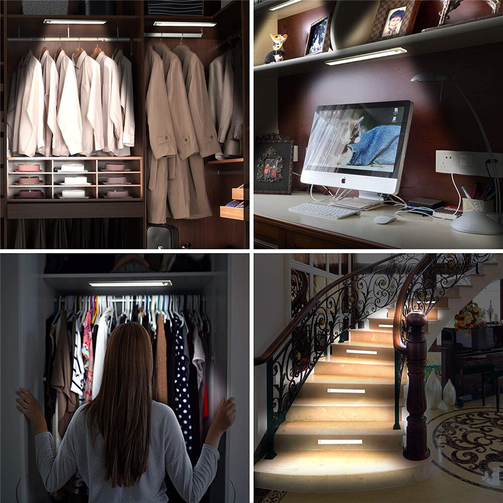 LED Motion Sensor Under Cabinet Closet Light USB Rechargeable Kitchen Lamp Strip
