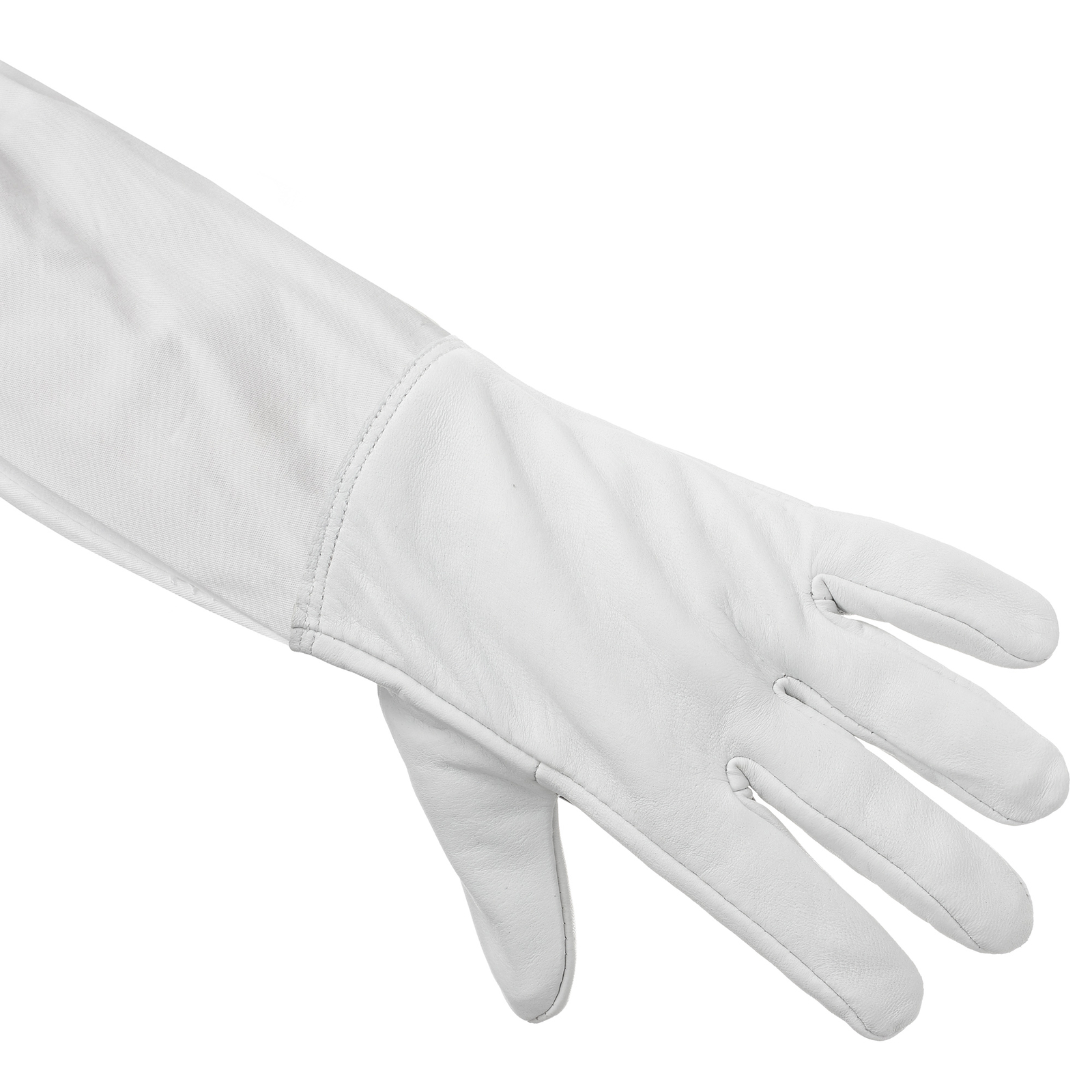 Beekeeping Gloves Goatskin Leather, Canvas Long Sleeves with Elastic Cuff, Med
