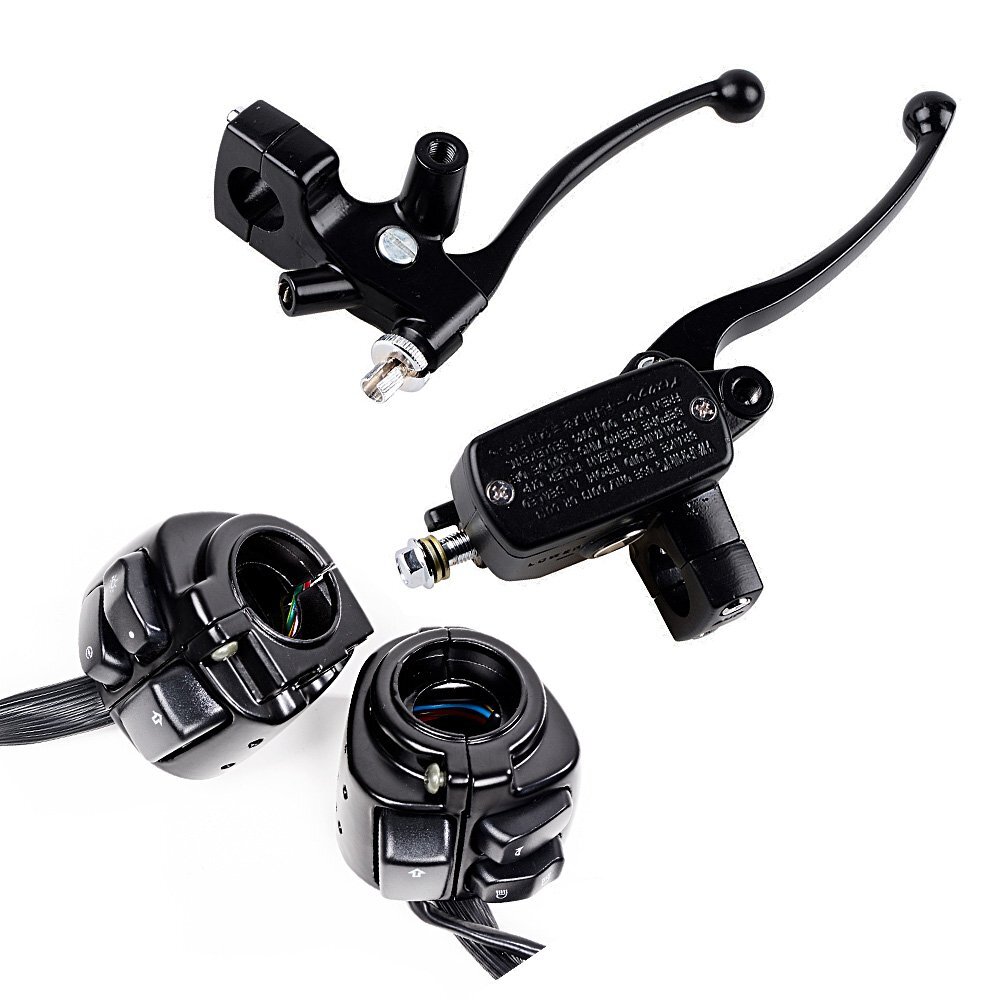 For Harley 1" Switch Controls Housing w/Master Cylinder Brake Clutch Lever Black