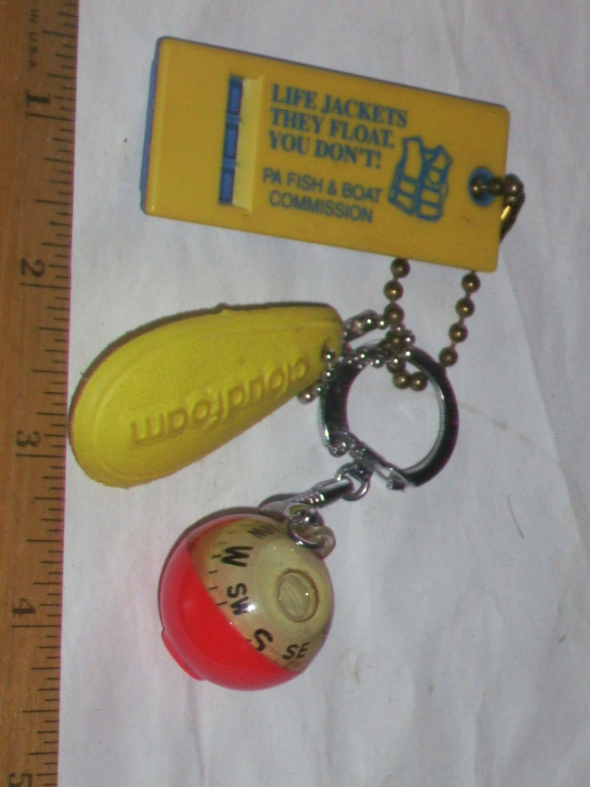 Nice Frankenstein set Safety boating gear, floating key chain, whistle & compass