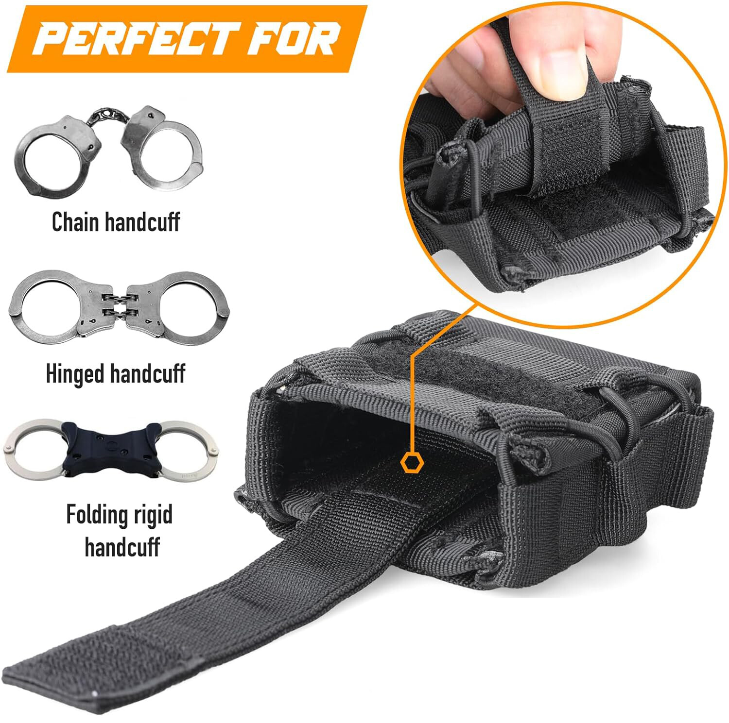 Tactical Handcuff Holder Molle Pouch Open Top Universal Hand Cuff Case Holster