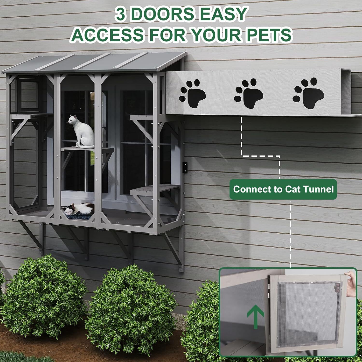 Petscosset Cat Catio Expandable Window Box Enclosure for Multiple Indoor Cats