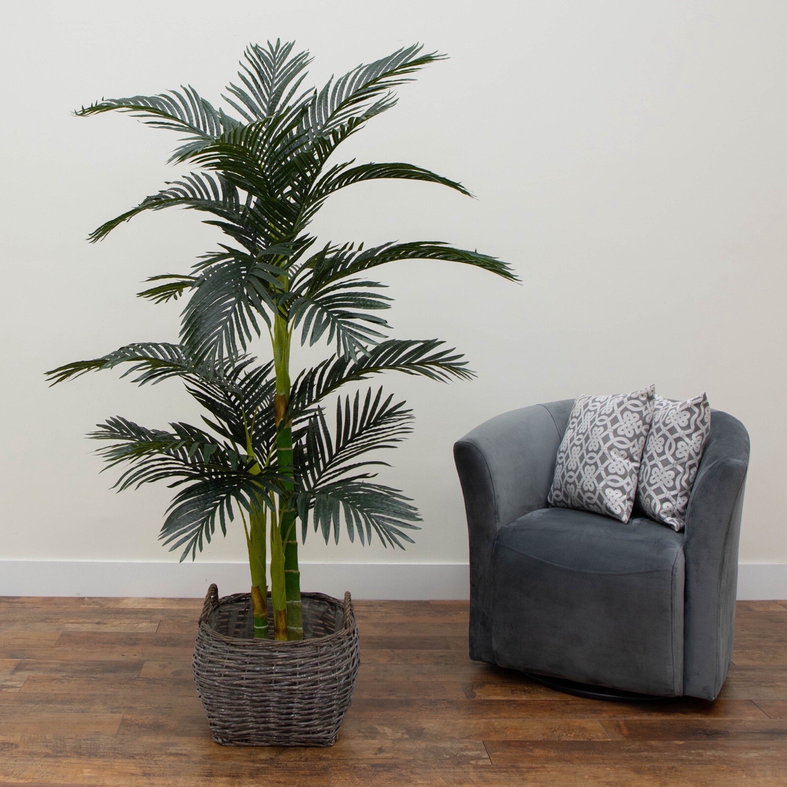 6.5' Double Trunk Golden Cane Artificial Palm Tree Home Decor.