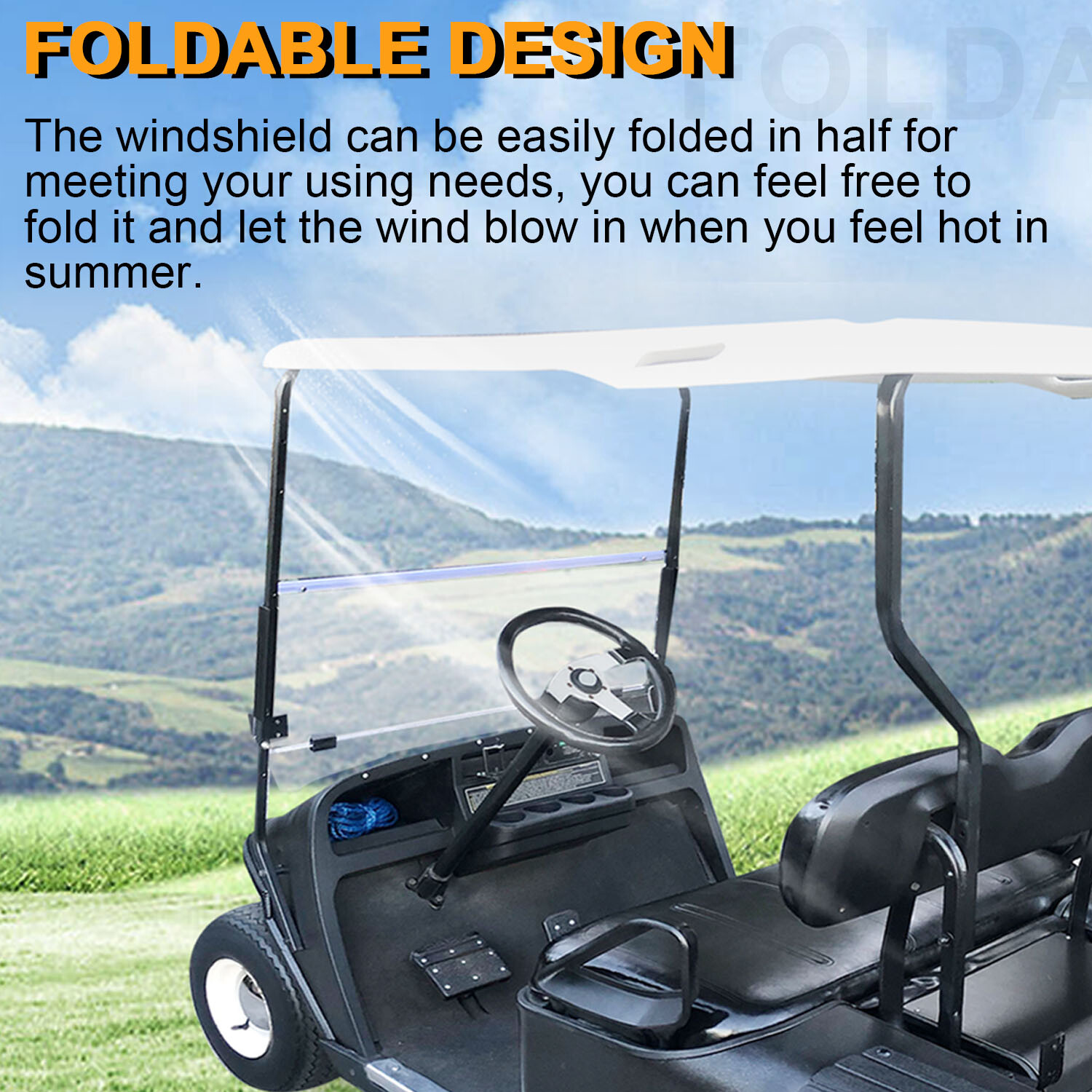 Folding Clear Golf Cart Windshield Windscreen For EZGO TXT & Medalist 94-13 14