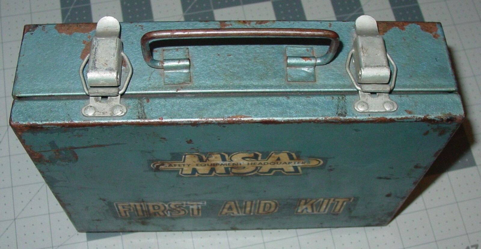 Vintage MSA Mine Safety Power Company Metal Mount First Aid Kit w/Contents USA