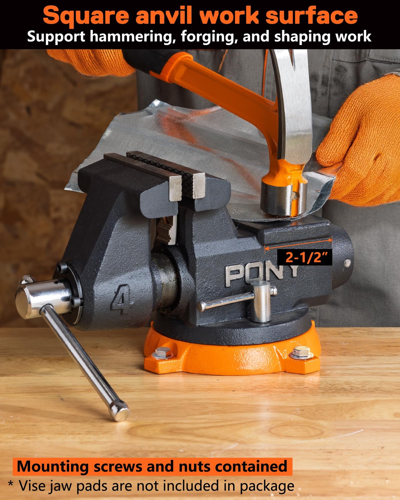 PONY 4“ Heavy Duty Bench Vise 4400LBS Clamping Force Pro Workshop Workbench Vise