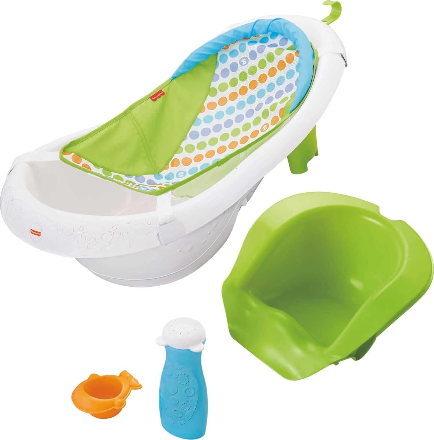 Fisher-Price Baby to Toddler Bath 4-in-1 Slingn Seat Tub 2 Toys Green