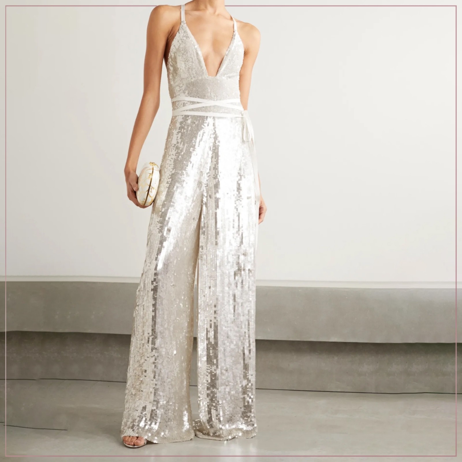 $4990 Temperley London Bardot Silk + Sequin Runway Bridal Jumpsuit