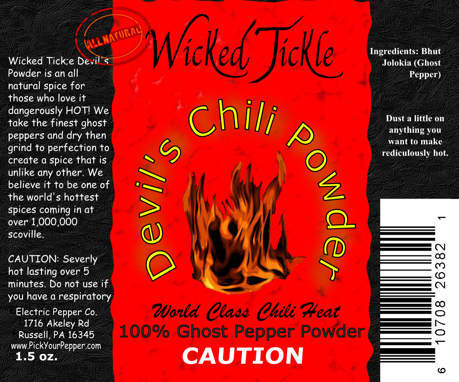 Ghost Pepper Powder Dried Chili Spice Devil's Chili Wicked Tickle Hot Seasoning