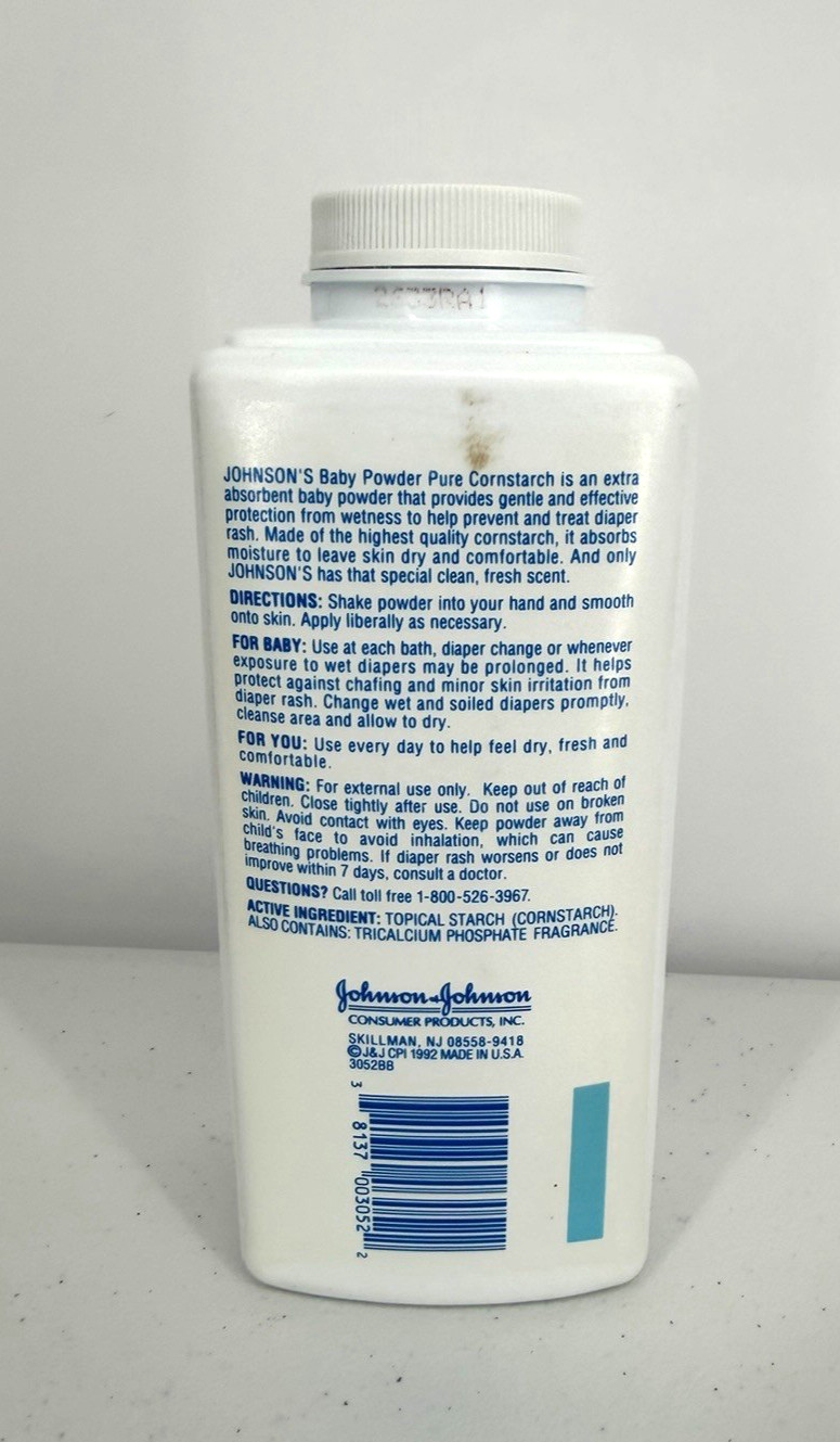 Johnson & Johnson Baby Corn Starch Vintage Powder Bottle Movie Prop 14 Oz