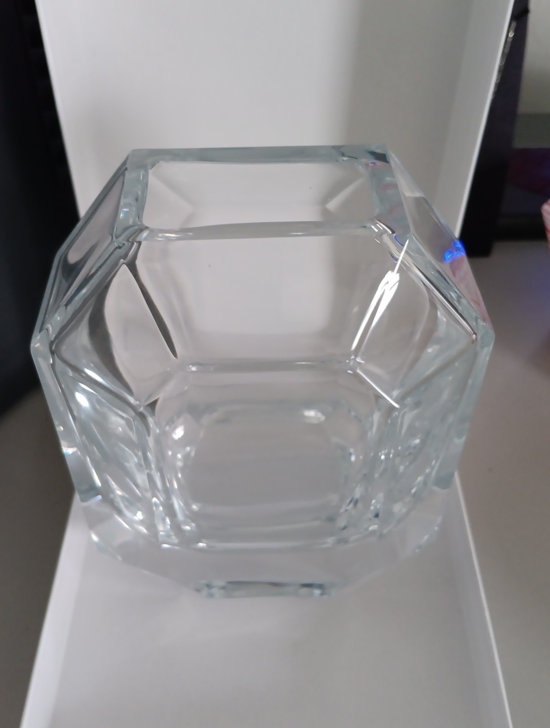 Baccarat Octagon Vase Clear New