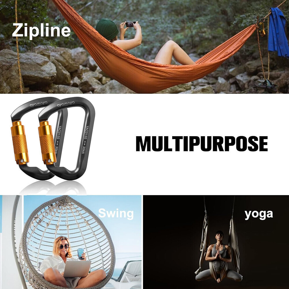 30KN Auto Locking Carabiner Climbing Aluminum Twist Lock Heavy Duty Clip Tree