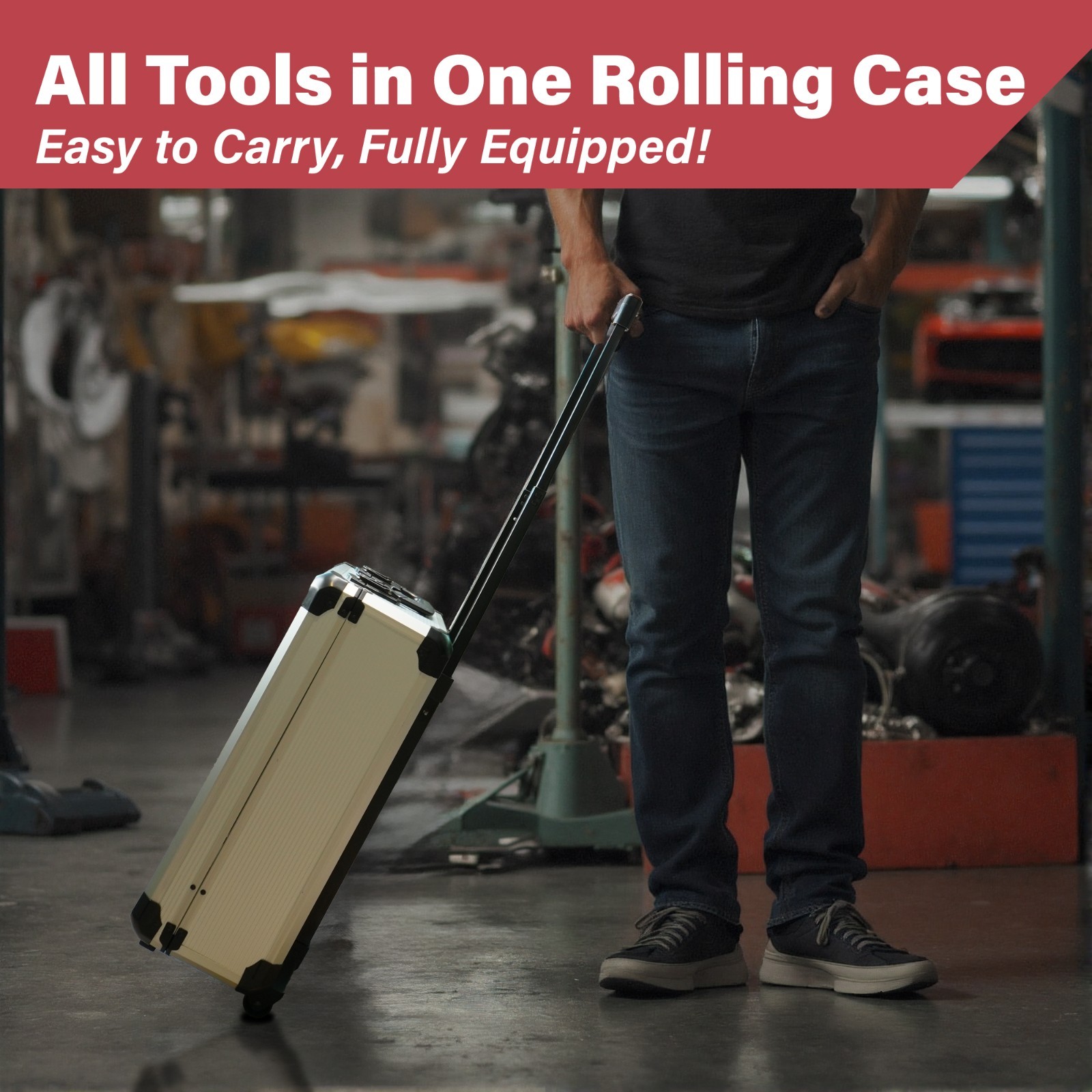 Tool Box with Tools 515 pcs Household Tool Set with Aluminum Trolley Case