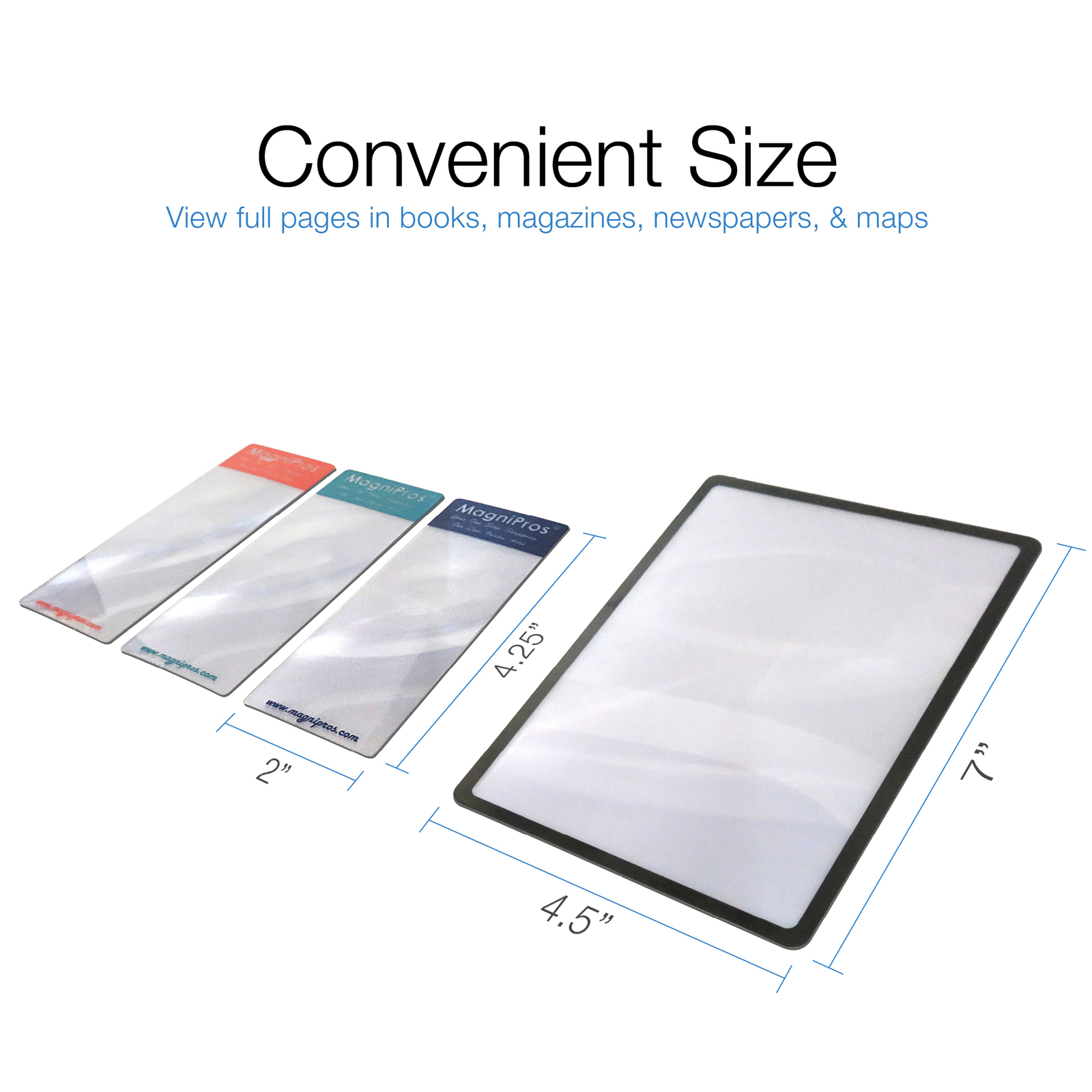 3X (300%) Page Magnifying Lens With 3 Bonus Bookmark Magnifiers for Reading