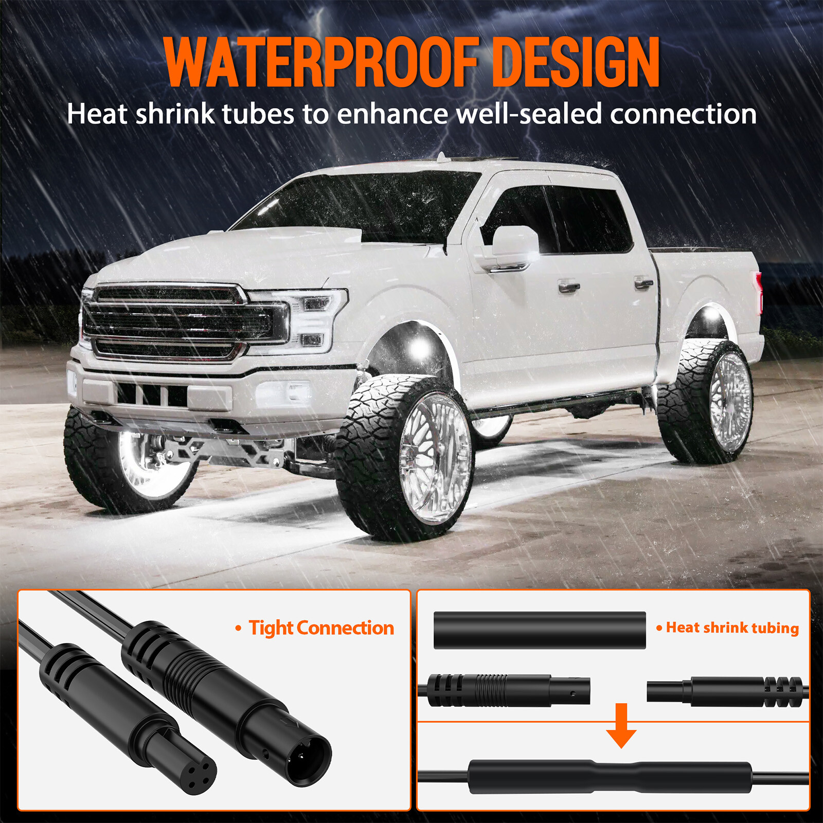 12 PCS Pure White LED Rock Lights, Waterproof Underglow Underbody Lighting Kit