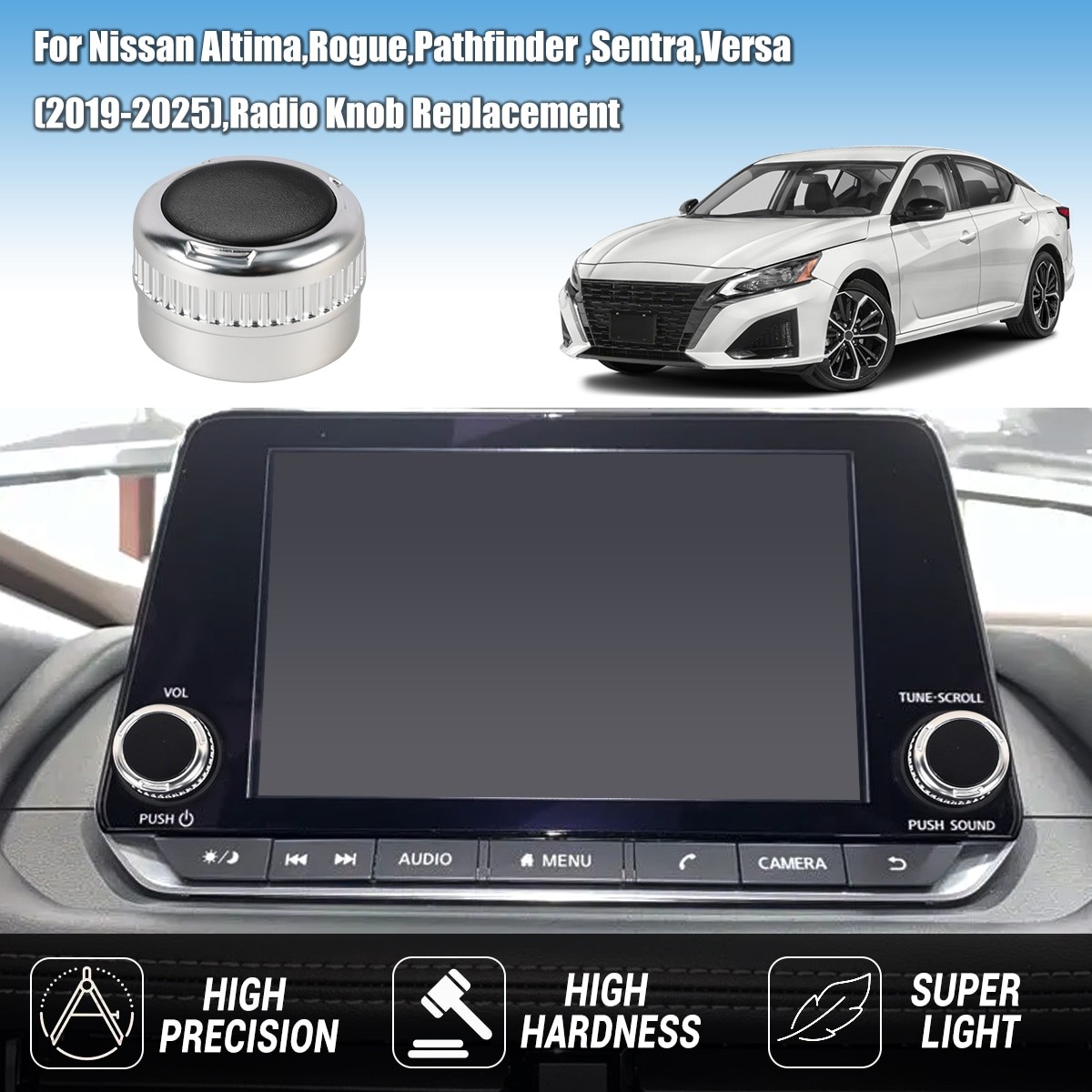 Radio Control Knob Tuner Button Carplay For Nissan Altima Rogue Sentra Versa 19+