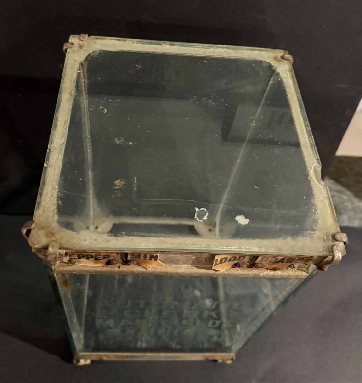 Mansfield's Choice Pepsin Gum Advertising Dispenser Glass Lid Mansfield Machine