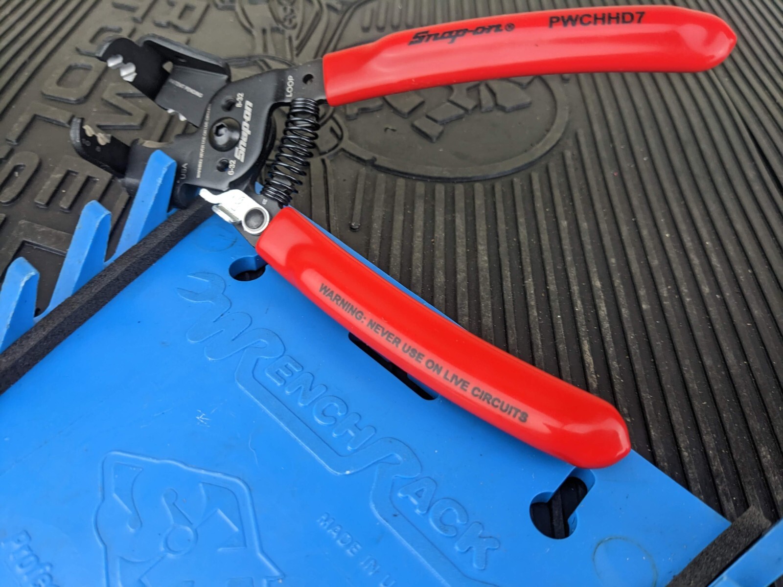 #bf266 Snap-on Tools USA RED Soft Grip 7" Inline Wire Stripper / Cutter PWCHHD7