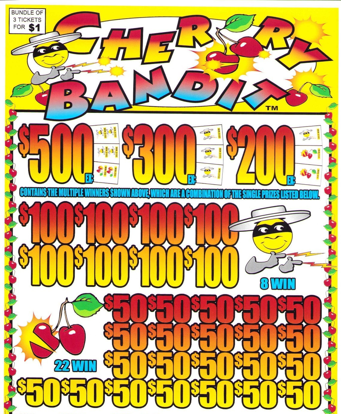 Pull Tab Tickets - Jars - Game - Cherry Bandit - 2,680 ct