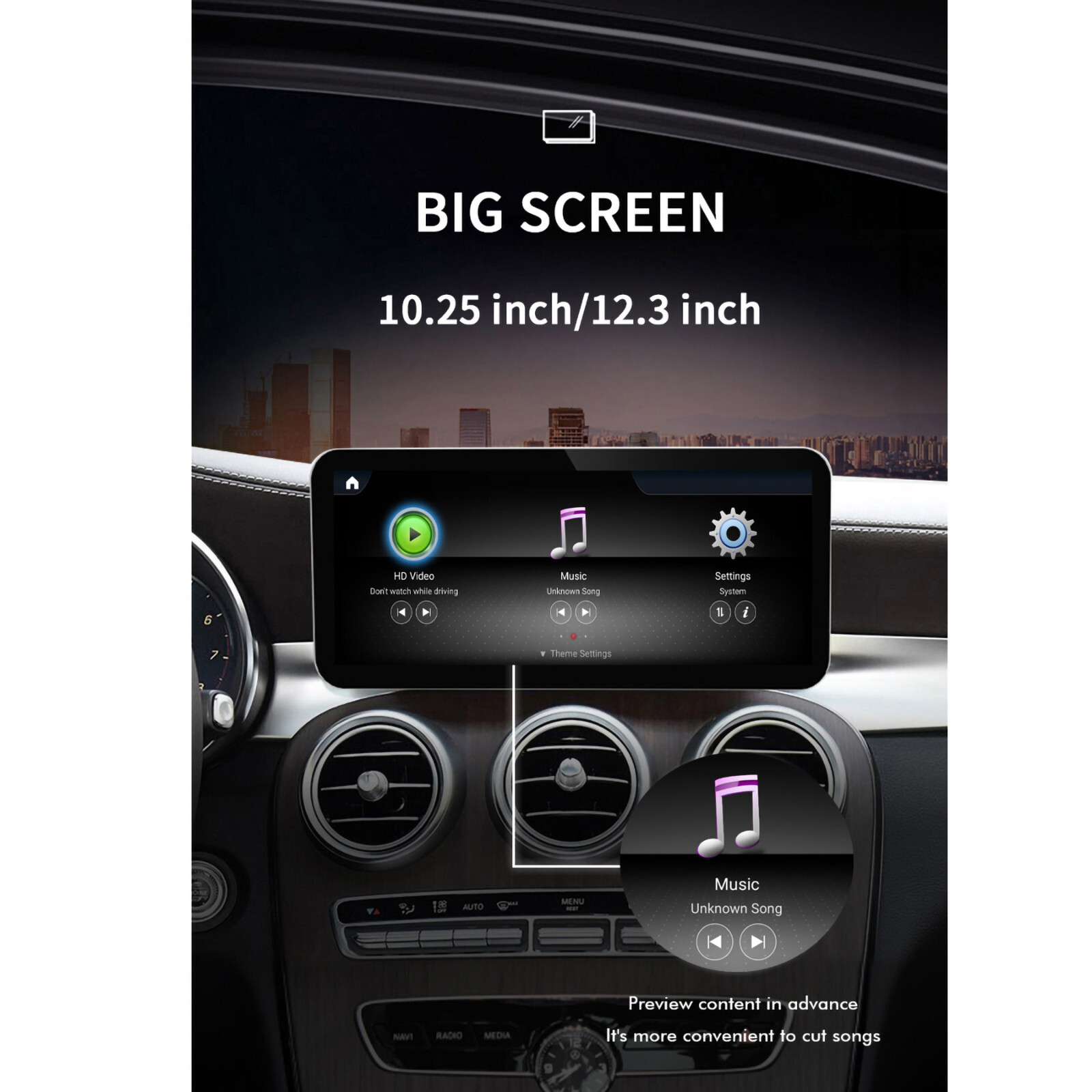 Dual Screen 12.3'' Android CarPlay GPS Stereo For Mercedes C/GLC-Class W205 X253