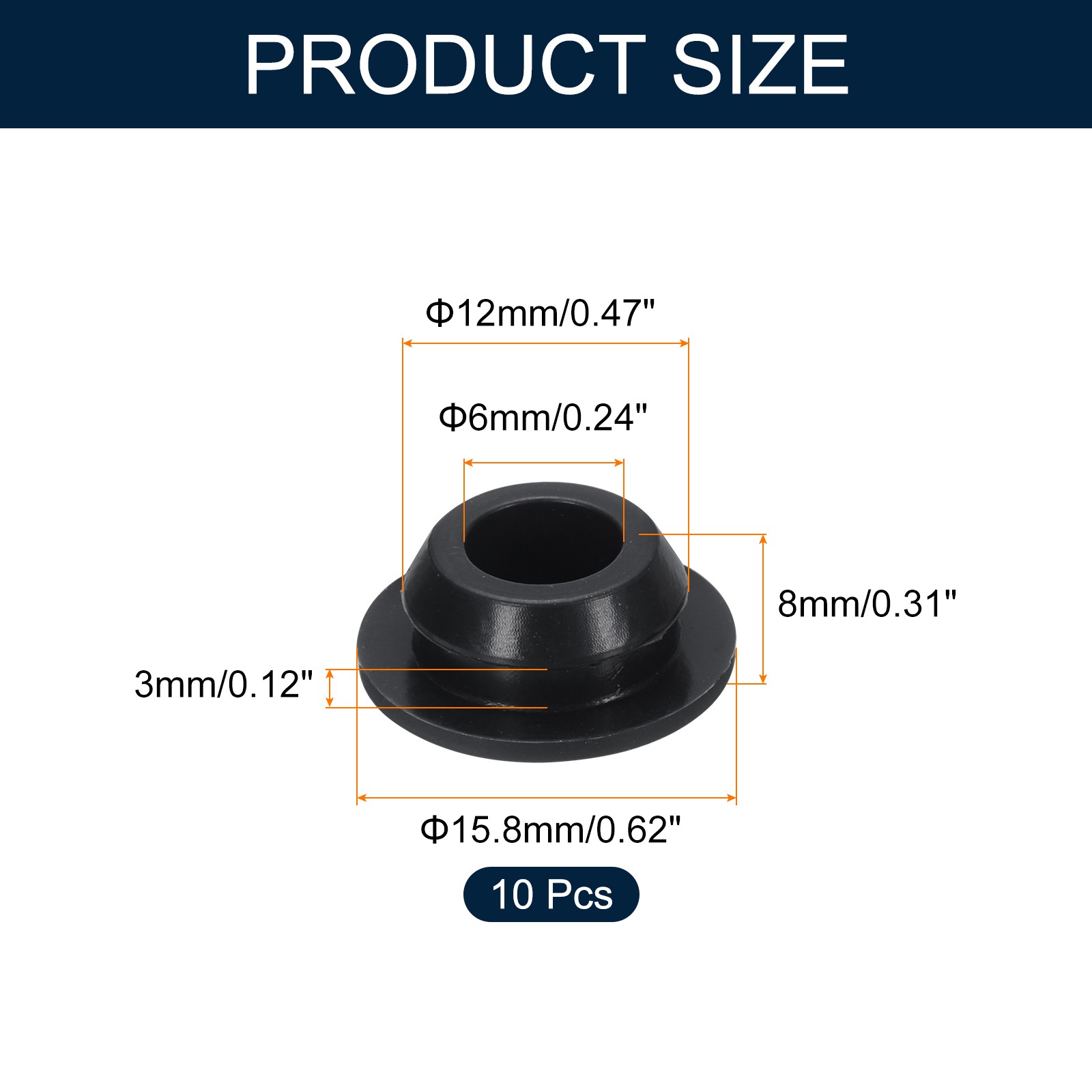 10pcs Hole Plug 1/2 Inch (12mm) Button Plugs Fit for 9mm Hole Black