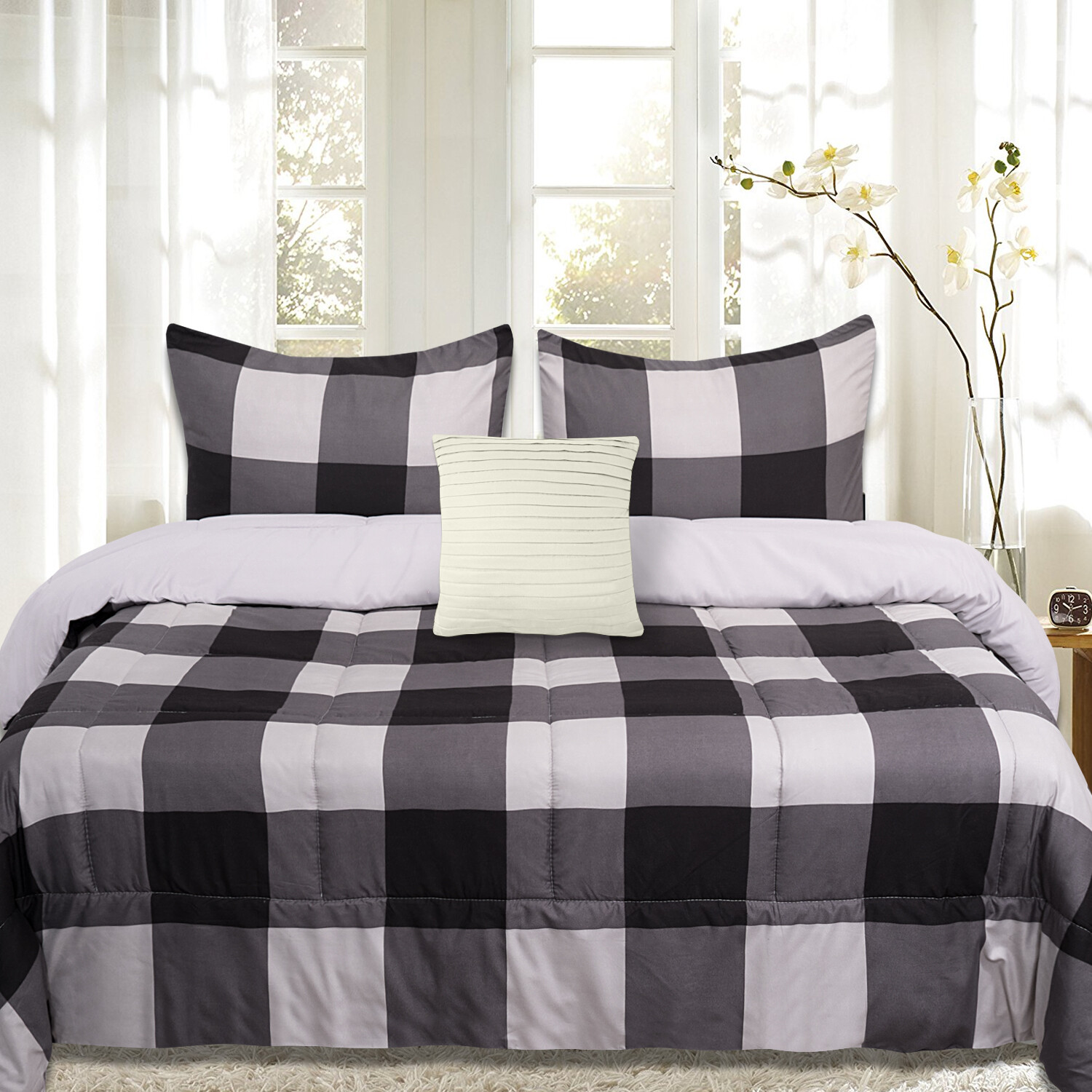 8 Piece Buffalo Plaid Check Bed in a Bag Comforter and Sheet Set