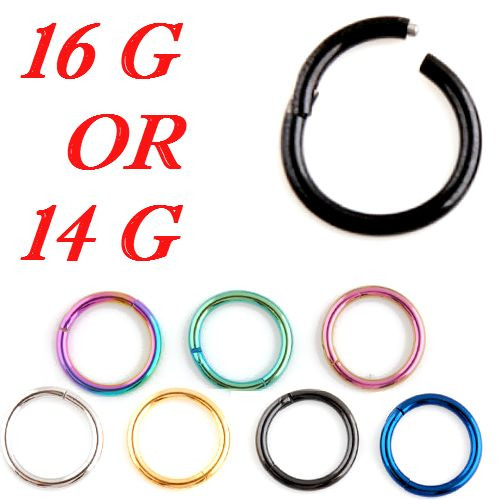 Hinged Septum Clicker Segment Nose Ring Lip Ear Cartilage Daith 18G,16G,14G- ONE