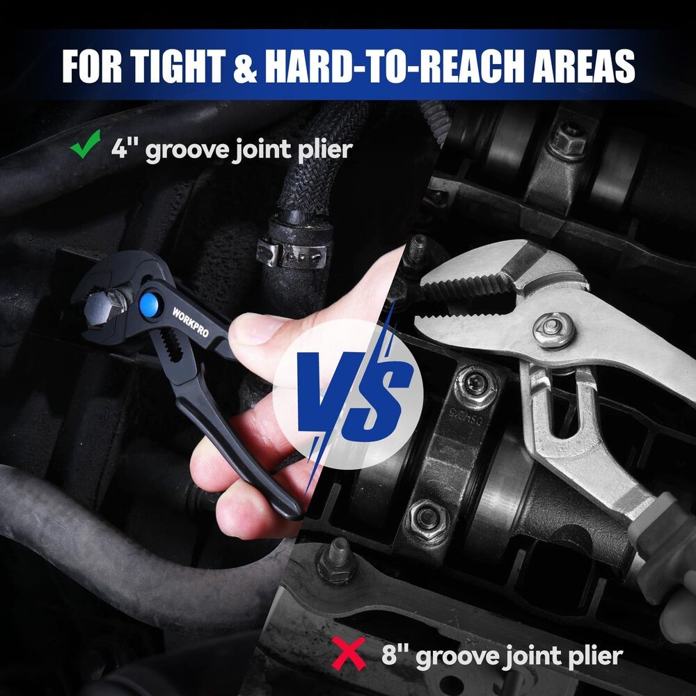 WORKPRO Mini Water Pump Pliers 4-Inch Groove Joint Pliers for Tight Space New