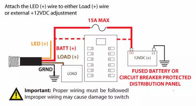 Bocatech Mini LED 15ADC 12v Switch Blue BT15LEDSW1-B