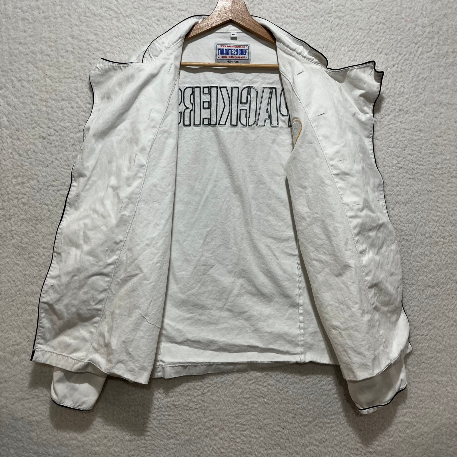 Tailgate Chef Green Bay Packers NFL White Chef Coat Jacket XXL