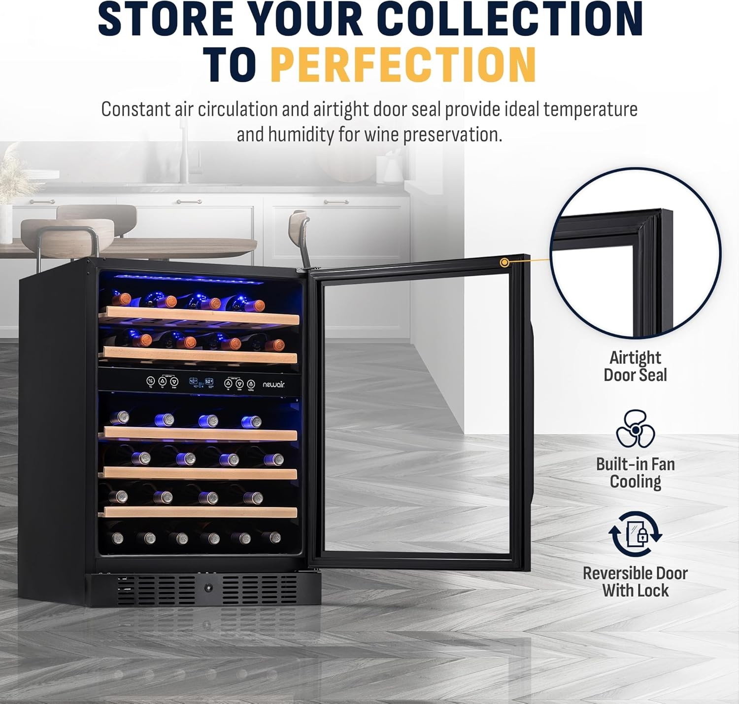 Newair NWC046BS00-RB 24" Built-in Dual Zone Wine Fridge - Certified Refurbished