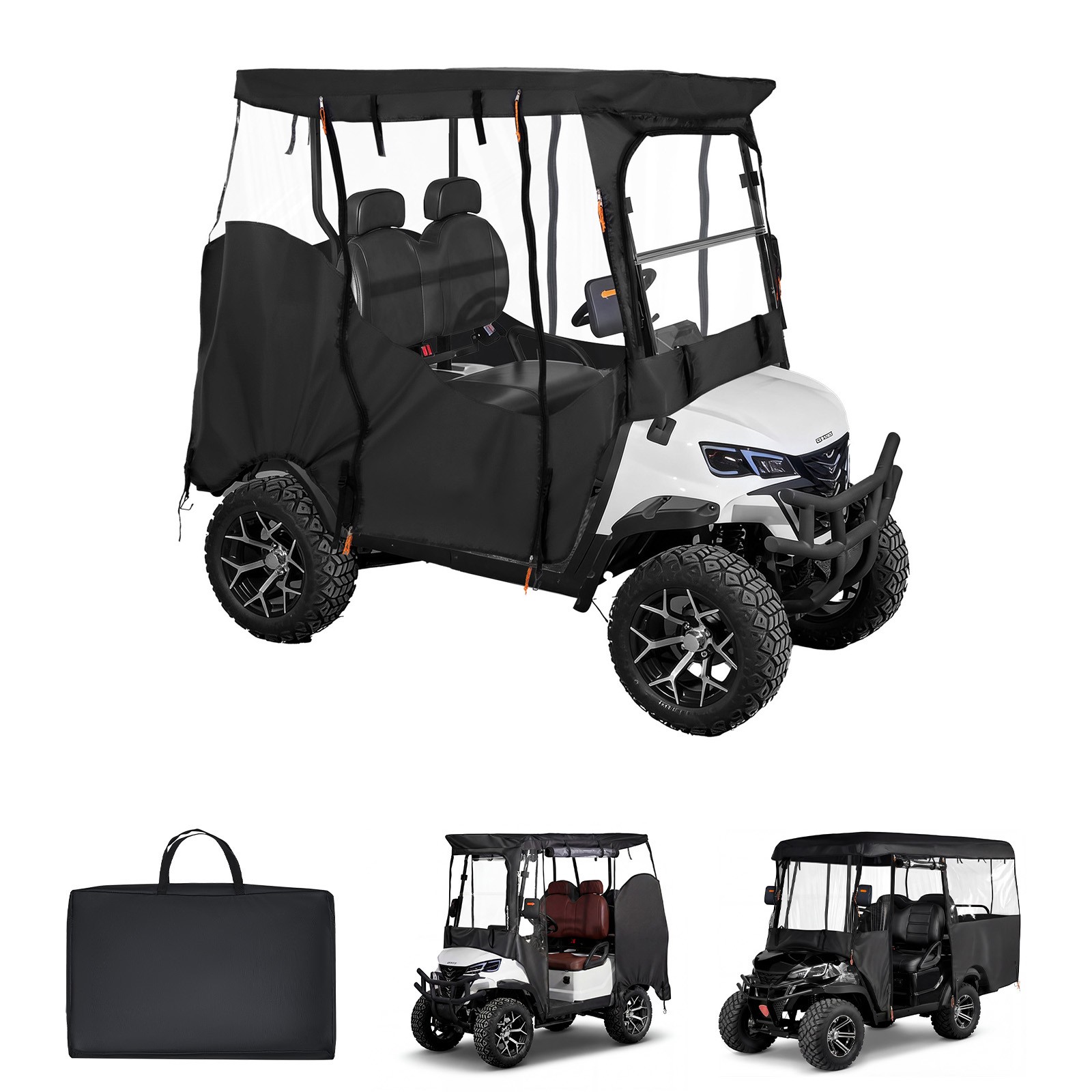 Uimoso Golf Cart Cover with Transparent Full Enclosure for 2 or 2+2 Passengers