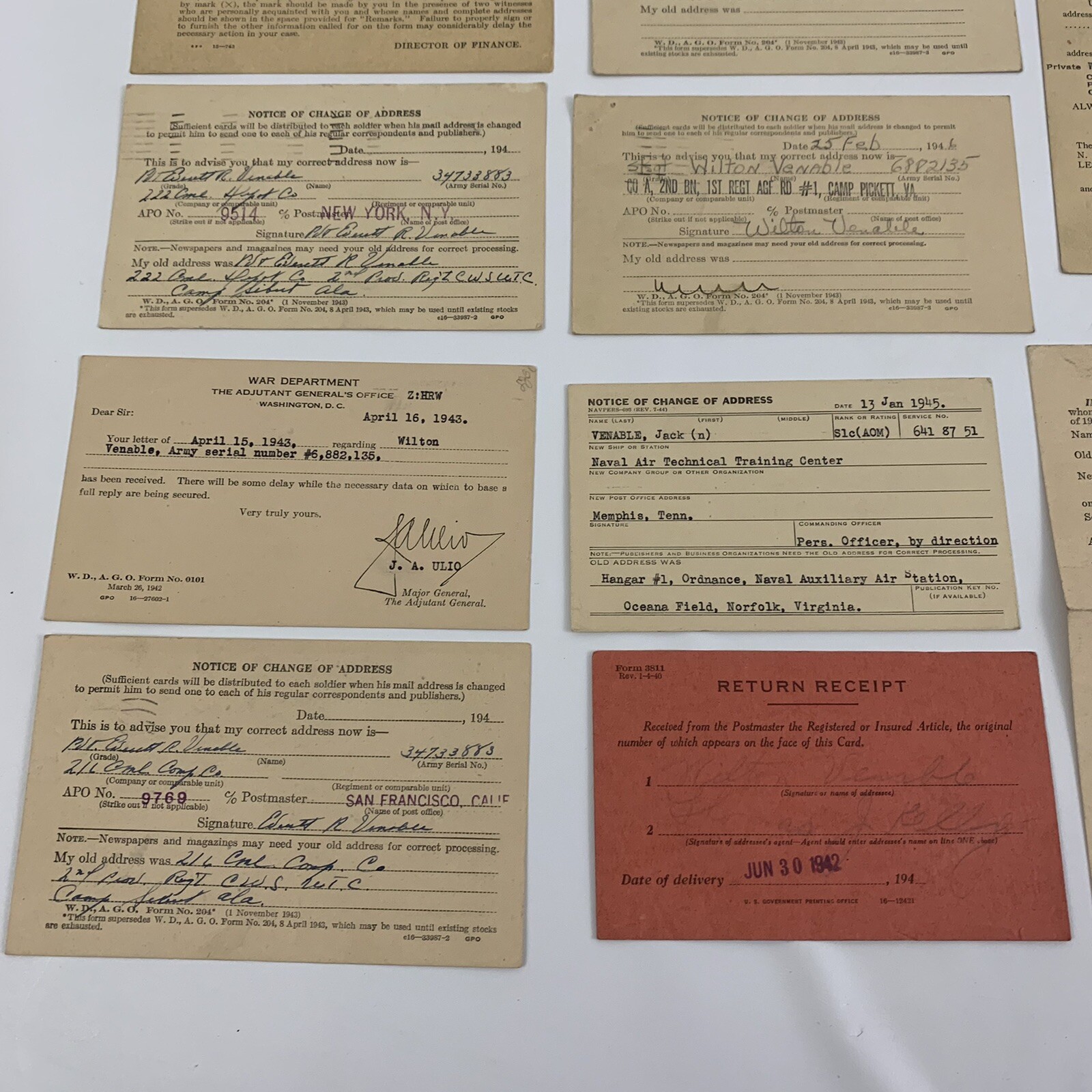 Vintage 1930’s 1940’s World War Department Postal Cards #6901