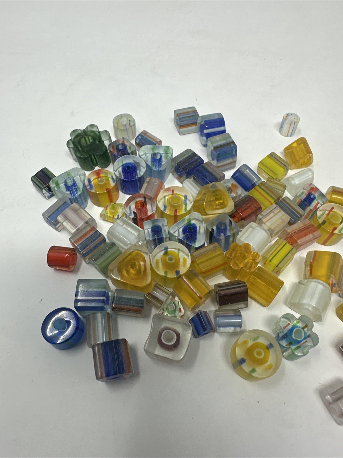 100 grams glass beads - transparent colors and shapes