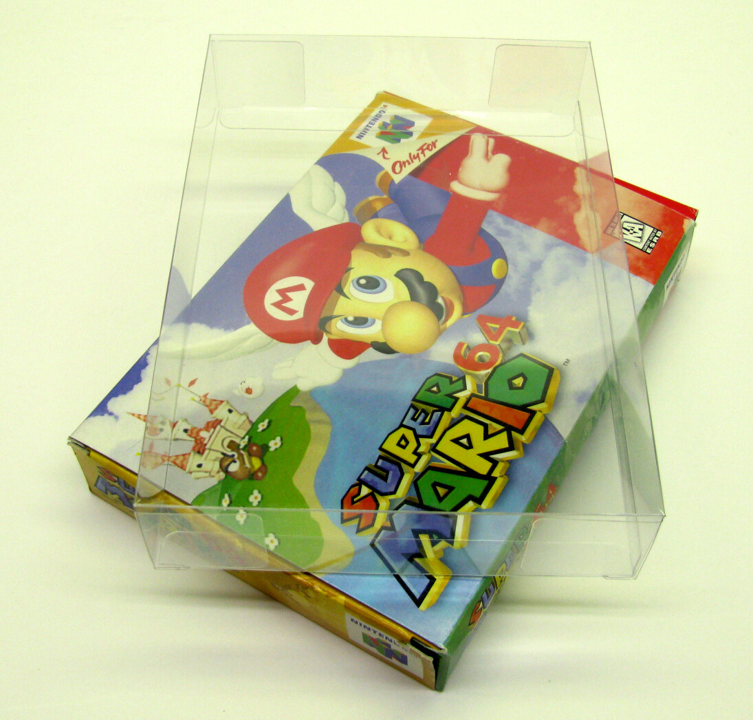 10x NINTENDO 64 N64 CIB GAME BOX - CLEAR PROTECTIVE BOX PROTECTOR SLEEVE CASE