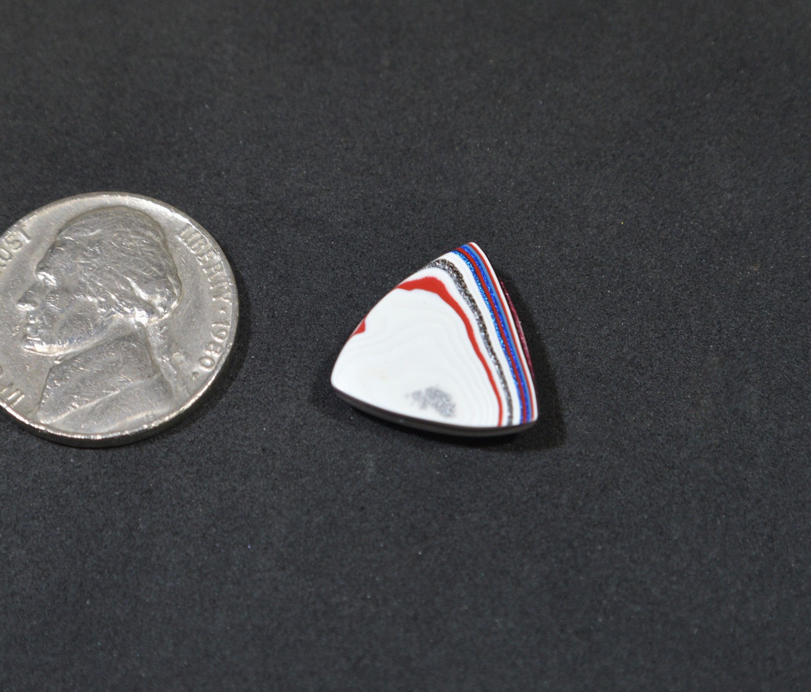 Small Fordite Cabochon, Colorful Triangle, Ohio Motor Agate EB124