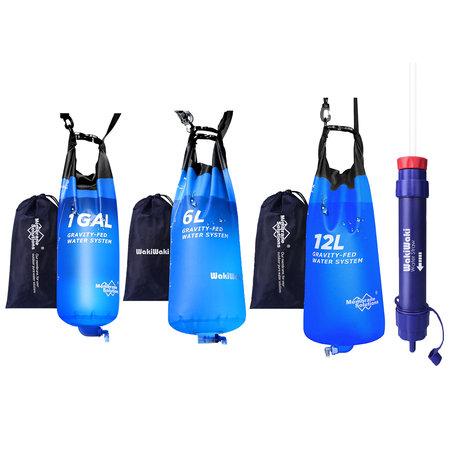 Water Filter Straw 3L/1Gal/6L/12L Gravity-Fed Water Bag for Backpacking Survival